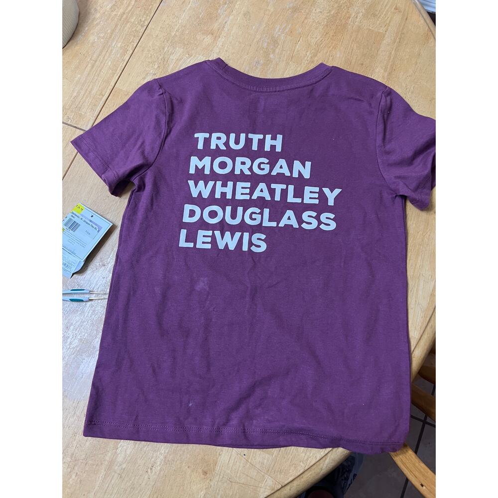 Size small Black History Month Kids' Historical Names Short Sleeve T-Shirt